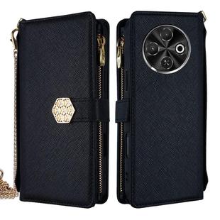 For Tecno Spark 30C 4G Crossbody Handle Cross Texture Leather Phone Case(Black)
