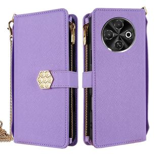 For Tecno Spark 30C 4G Crossbody Handle Cross Texture Leather Phone Case(Purple)