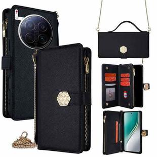 For Tecno Camon 40 Premier 5G Crossbody Handle Cross Texture Leather Phone Case(Black)