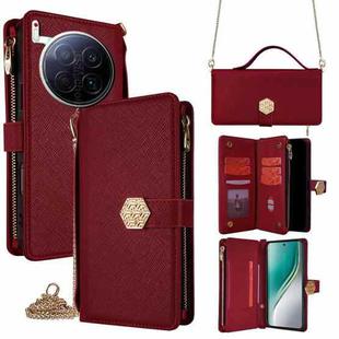 For Tecno Camon 40 Premier 5G Crossbody Handle Cross Texture Leather Phone Case(Red)