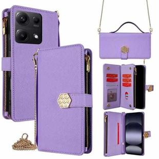 For Redmi Note 14S 4G Crossbody Handle Cross Texture Leather Phone Case(Purple)