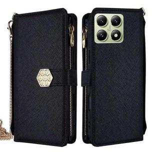 For Xiaomi 14T 5G Crossbody Handle Cross Texture Leather Phone Case(Black)