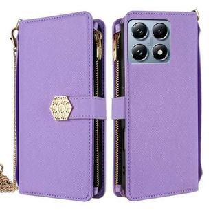 For Xiaomi 14T Pro 5G Crossbody Handle Cross Texture Leather Phone Case(Purple)