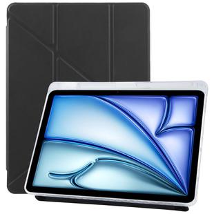 For iPad Air 13 2025 / 2024 / Pro 12.9 ZGA Genre Series Y-Fold Leather Tablet Case with Pen Slot(Black)