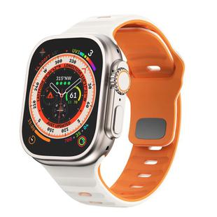 For Apple Watch 46mm / 49mm / 45mm / 44mm Kalebol Wave Reverse Buckle Two-color Silicone Strap(Starlight Orange)