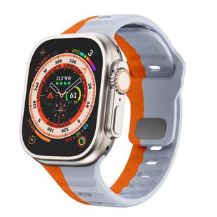 For Apple Watch 42mm / 41mm / 40mm / 38mm Kalebol Wave Reverse Buckle Two-color Silicone Strap(Wild Path Grey Orange)