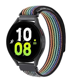 Kalebol 20mm Universal Nylon Loop Fastener Watch Band(Black Rainbow)