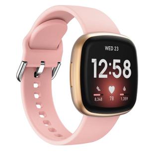 Kalebol Pin Buckle Silicone Watch Band For Fitbit Versa 3 / 4(Pink)