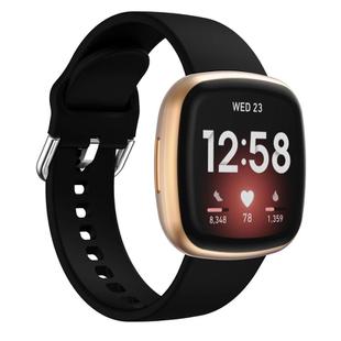 Kalebol Pin Buckle Silicone Watch Band For Fitbit Versa 3 / 4(Black)