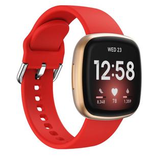 Kalebol Pin Buckle Silicone Watch Band For Fitbit Versa 3 / 4(Red)