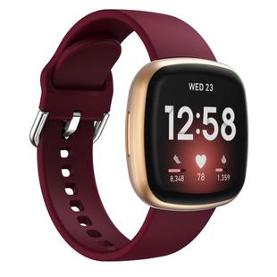 Kalebol Pin Buckle Silicone Watch Band For Fitbit Versa 3 / 4(Wine Red)