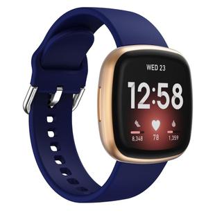 Kalebol Pin Buckle Silicone Watch Band For Fitbit Versa 3 / 4(Dark Blue)