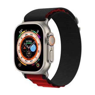 For Apple Watch 46mm / 49mm / 45mm / 44mm Kalebol Aline Nylon Loop Watch Band(Black+Red)
