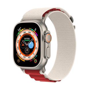 For Apple Watch 42mm / 41mm / 40mm / 38mm Kalebol Aline Nylon Loop Watch Band(White+Red)