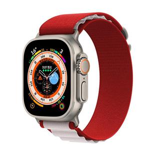 For Apple Watch 42mm / 41mm / 40mm / 38mm Kalebol Aline Nylon Loop Watch Band(Red+White)