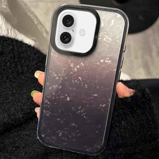 For iPhone 16 PC Lens Ring Gradient Shell Texture 3 in 1 Phone Case(Black)