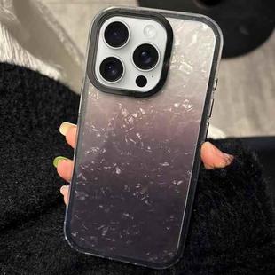 For iPhone 15 Pro PC Lens Ring Gradient Shell Texture 3 in 1 Phone Case(Black)