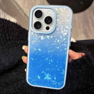For iPhone 15 Pro PC Lens Ring Gradient Shell Texture 3 in 1 Phone Case(Blue)