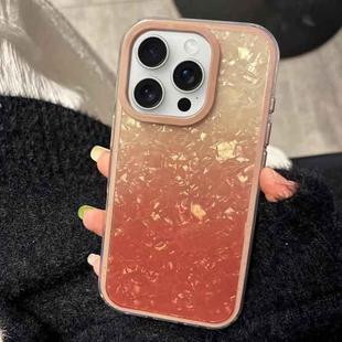 For iPhone 15 Pro PC Lens Ring Gradient Shell Texture 3 in 1 Phone Case(Orange)