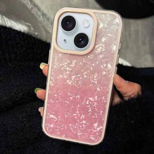 For iPhone 14 PC Lens Ring Gradient Shell Texture 3 in 1 Phone Case(Pink)