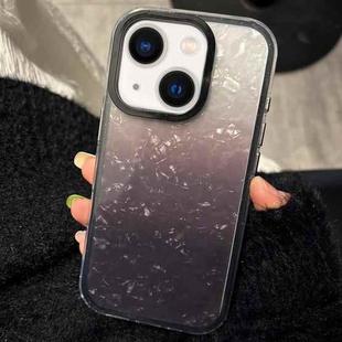 For iPhone 13 PC Lens Ring Gradient Shell Texture 3 in 1 Phone Case(Black)