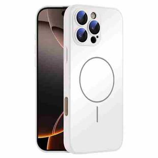 For iPhone 16 Pro Max Thin Circle MagSafe Skin-feel AG Glass Phone Case(White)