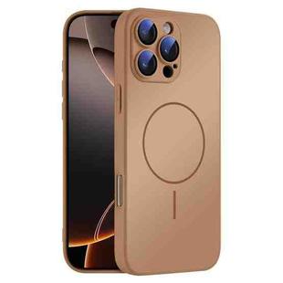 For iPhone 16 Pro Thin Circle MagSafe Skin-feel AG Glass Phone Case(Desert Gold)