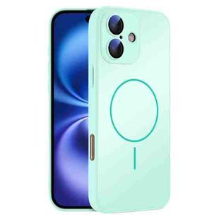 For iPhone 16 Plus Thin Circle MagSafe Skin-feel AG Glass Phone Case(Light Cyan)