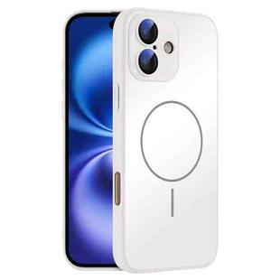 For iPhone 16 Thin Circle MagSafe Skin-feel AG Glass Phone Case(White)