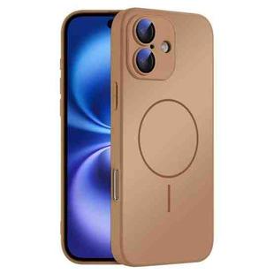 For iPhone 16 Thin Circle MagSafe Skin-feel AG Glass Phone Case(Desert Gold)