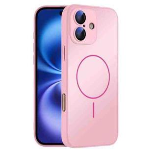 For iPhone 16 Thin Circle MagSafe Skin-feel AG Glass Phone Case(Pink)