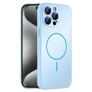 For iPhone 15 Pro Max Thin Circle MagSafe Skin-feel AG Glass Phone Case(Sky Blue)