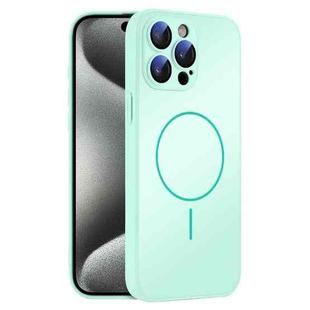 For iPhone 15 Pro Thin Circle MagSafe Skin-feel AG Glass Phone Case(Light Cyan)