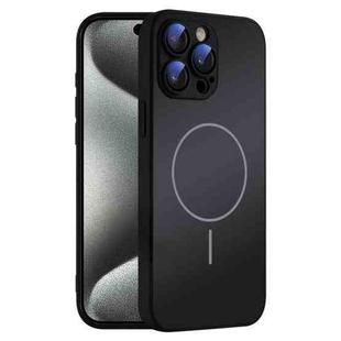 For iPhone 15 Pro Thin Circle MagSafe Skin-feel AG Glass Phone Case(Black)