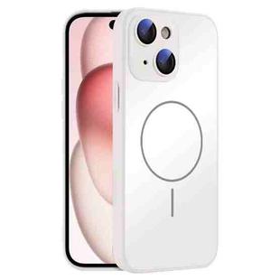 For iPhone 15 Plus Thin Circle MagSafe Skin-feel AG Glass Phone Case(White)