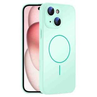 For iPhone 15 Thin Circle MagSafe Skin-feel AG Glass Phone Case(Light Cyan)