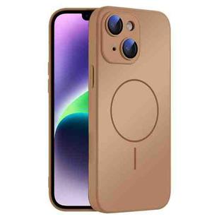 For iPhone 14 Thin Circle MagSafe Skin-feel AG Glass Phone Case(Desert Gold)