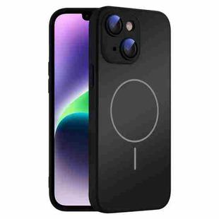 For iPhone 14 Thin Circle MagSafe Skin-feel AG Glass Phone Case(Black)