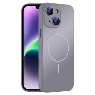 For iPhone 14 Thin Circle MagSafe Skin-feel AG Glass Phone Case(Titanium Gray)