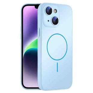 For iPhone 14 Thin Circle MagSafe Skin-feel AG Glass Phone Case(Sky Blue)