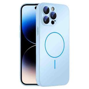For iPhone 14 Pro Thin Circle MagSafe Skin-feel AG Glass Phone Case(Sky Blue)