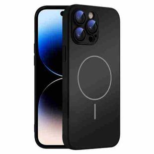 For iPhone 14 Pro Max Thin Circle MagSafe Skin-feel AG Glass Phone Case(Black)