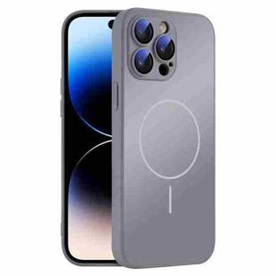For iPhone 14 Pro Max Thin Circle MagSafe Skin-feel AG Glass Phone Case(Titanium Gray)