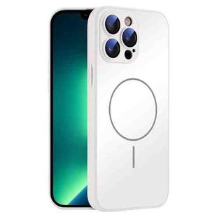 For iPhone 13 Pro Max Thin Circle MagSafe Skin-feel AG Glass Phone Case(White)