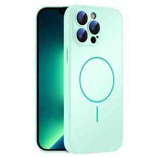 For iPhone 13 Pro Max Thin Circle MagSafe Skin-feel AG Glass Phone Case(Light Cyan)
