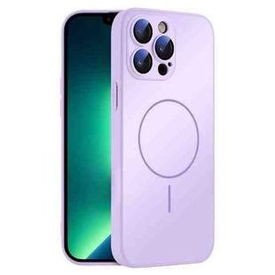 For iPhone 13 Pro Max Thin Circle MagSafe Skin-feel AG Glass Phone Case(Purple)