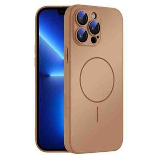 For iPhone 13 Pro Thin Circle MagSafe Skin-feel AG Glass Phone Case(Desert Gold)