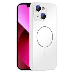 For iPhone 13 Thin Circle MagSafe Skin-feel AG Glass Phone Case(White)