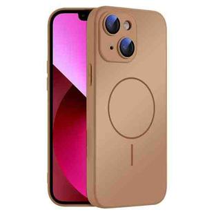For iPhone 13 Thin Circle MagSafe Skin-feel AG Glass Phone Case(Desert Gold)