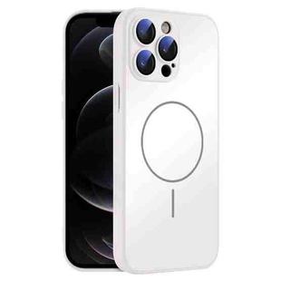 For iPhone 12 Pro Thin Circle MagSafe Skin-feel AG Glass Phone Case(White)
